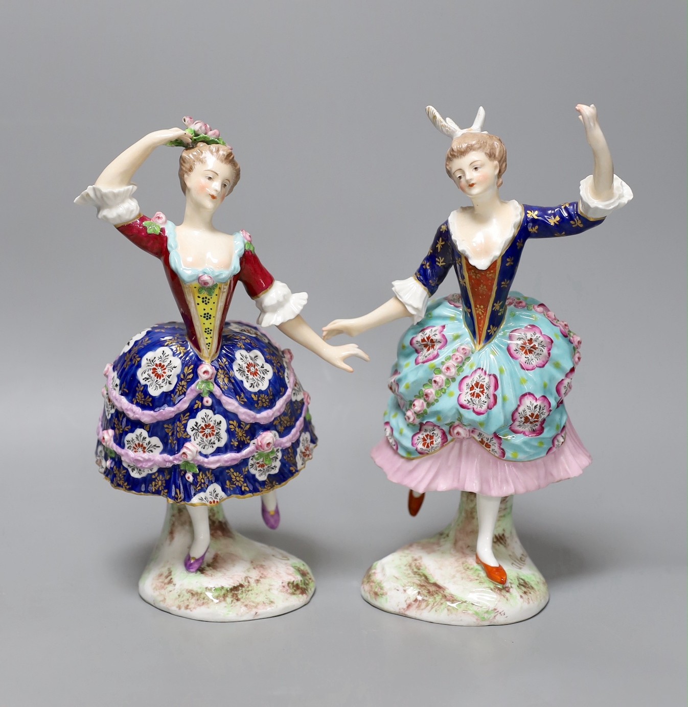 A pair of Samson female dancer figurines, tallest 25 cms high